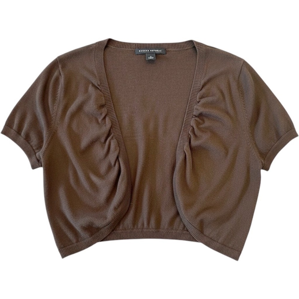 Banana Republic Silk Cashmere Blend Cropped Shrug Cardigan Brown Small